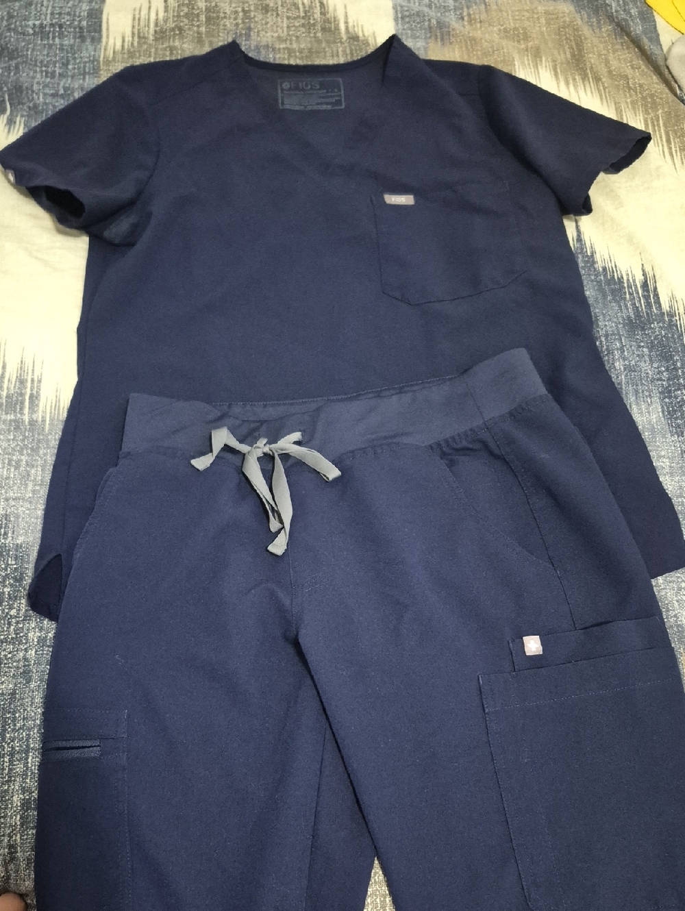 FIGS Navy Scrub Set with Drawstring Waist